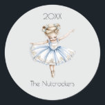 Christmas Nutcracker Ballerina Watercolor Runder Aufkleber<br><div class="desc">Machen Sie Ihre Weihnachtszeit unvergesslich mit diesen eleganten Nutcracker Ballerina themed Aufkleber. Sie können dieses Design personalisieren,  indem Sie auf "Diese Vorlage personalisieren" klicken oder wenn Sie den Schriftart,  die Hintergrundfarben ändern oder die Designelemente anders anordnen möchten,  klicken Sie auf "Bearbeiten mit dem Entwurfswerkzeug".</div>