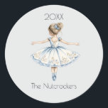 Christmas Nutcracker Ballerina Watercolor Runder Aufkleber<br><div class="desc">Machen Sie Ihre Weihnachtszeit unvergesslich mit diesen eleganten Nutcracker Ballerina themed Aufkleber. Sie können dieses Design personalisieren,  indem Sie auf "Diese Vorlage personalisieren" klicken oder wenn Sie den Schriftart,  die Hintergrundfarben ändern oder die Designelemente anders anordnen möchten,  klicken Sie auf "Bearbeiten mit dem Entwurfswerkzeug".</div>