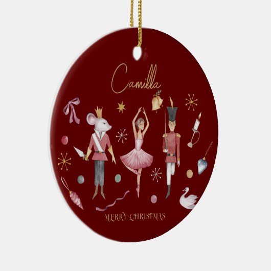 Christmas Nutcracker Ballerina Whimsical Kids Name Keramik Ornament (Rechts)