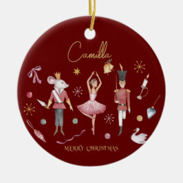 Christmas Nutcracker Ballerina Whimsical Kids Name Keramik Ornament