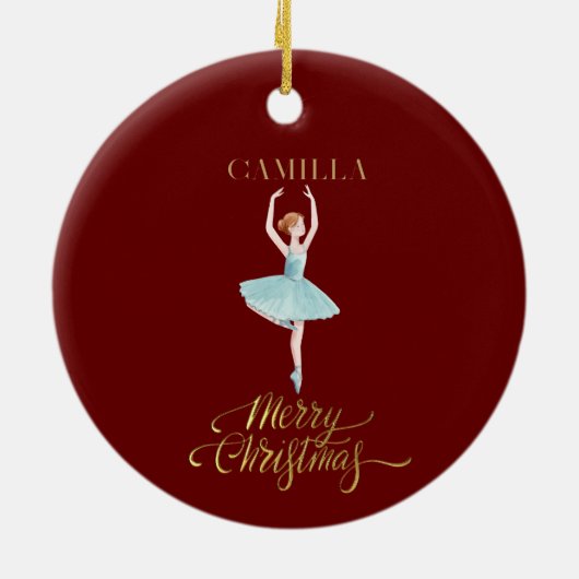 Christmas Nutcracker Ballerina Whimsical Kids Name Keramik Ornament (Hinten)