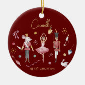 Christmas Nutcracker Ballerina Whimsical Kids Name Keramik Ornament (Vorne)