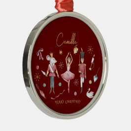 Christmas Nutcracker Ballerina Whimsical Kids Name Ornament Aus Metall
