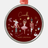 Christmas Nutcracker Ballerina Whimsical Kids Name Ornament Aus Metall (Vorne)