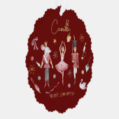 Christmas Nutcracker Ballerina Whimsical Kids Name Ornament Karte (Rechts)