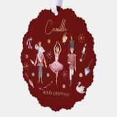 Christmas Nutcracker Ballerina Whimsical Kids Name Ornament Karte (Links)