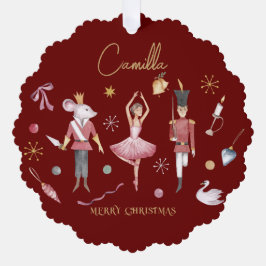 Christmas Nutcracker Ballerina Whimsical Kids Name Ornament Karte