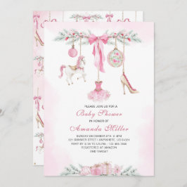 Christmas Nutcracker Ballet Pink watercolor baby s Einladung