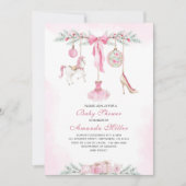 Christmas Nutcracker Ballet Pink watercolor baby s Einladung (Vorderseite)