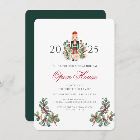 Christmas Nutcracker Berries Open House Holiday Einladung (Vorne/Hinten)