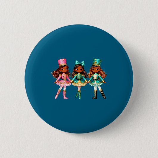 Christmas Nutcracker Black Girls Kids Festive Xmas Button (Vorderseite)