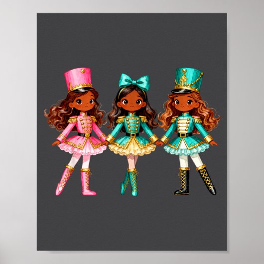 Christmas Nutcracker Black Girls Kids Festive Xmas Poster (Vorne)