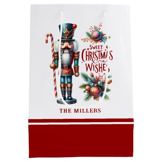Christmas Nutcracker Candy Cane Weihnachtswünsche Mittlere Geschenktüte (Rückseite)