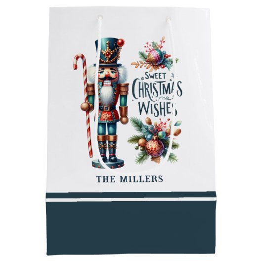 Christmas Nutcracker Candy Cane Weihnachtswünsche Mittlere Geschenktüte (Rückseite)