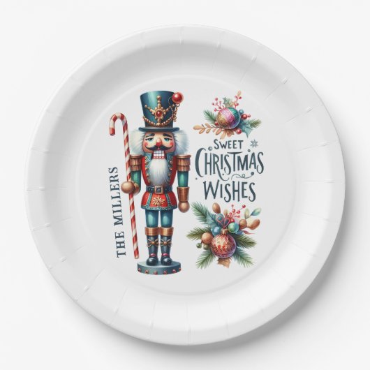 Christmas Nutcracker Candy Cane Weihnachtswünsche Pappteller (Vorderseite)