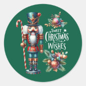 Christmas Nutcracker Candy Cane Weihnachtswünsche Runder Aufkleber (Vorderseite)