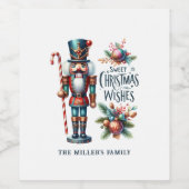Christmas Nutcracker Candy Cane Weihnachtswünsche Weinetikett (Einzelnes Label)