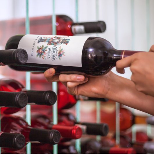 Christmas Nutcracker Candy Cane Weihnachtswünsche Weinetikett