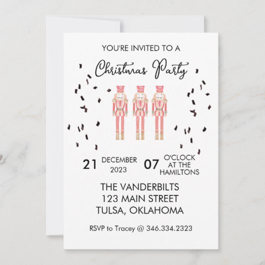 Christmas Nutcracker Gingham Einladungen (Vorderseite)