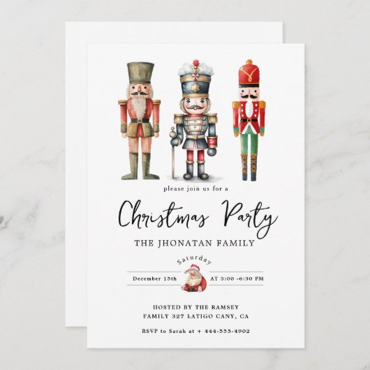 Christmas Nutcracker Isolated Einladung (Vorne/Hinten)