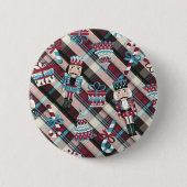 Christmas Nutcracker Kariert Blue Burgund Button (Vorderseite)
