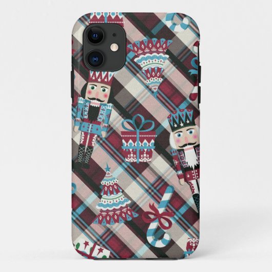 Christmas Nutcracker Kariert Blue Burgund Case-Mate iPhone Hülle (Rückseite)