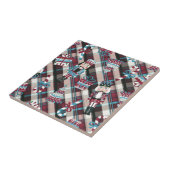 Christmas Nutcracker Kariert Blue Burgund Fliese (Seite)