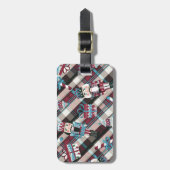 Christmas Nutcracker Kariert Blue Burgund Gepäckanhänger (Vorderseite vertikal)