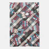 Christmas Nutcracker Kariert Blue Burgund Handtuch (Vertikal)