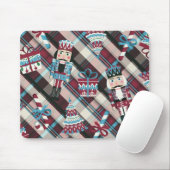 Christmas Nutcracker Kariert Blue Burgund Mousepad (Mit Mouse)