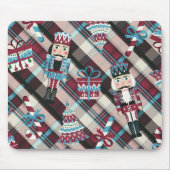 Christmas Nutcracker Kariert Blue Burgund Mousepad (Vorne)