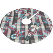 Christmas Nutcracker Kariert Blue Burgund Polyester Weihnachtsbaumdecke (Schrägansicht)