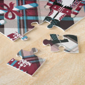 Christmas Nutcracker Kariert Blue Burgund Puzzle (Seite)