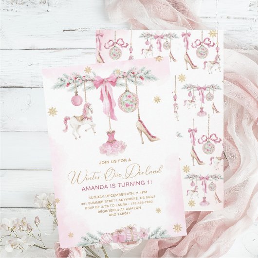 Christmas Nutcracker One DerLand pink ballet baby Einladung