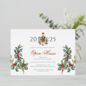 Christmas Nutcracker Open House Rose Gold Folieneinladung (Stehend vorne)