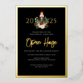 Christmas Nutcracker Open House Script Gold Folieneinladung (Vorderseite)