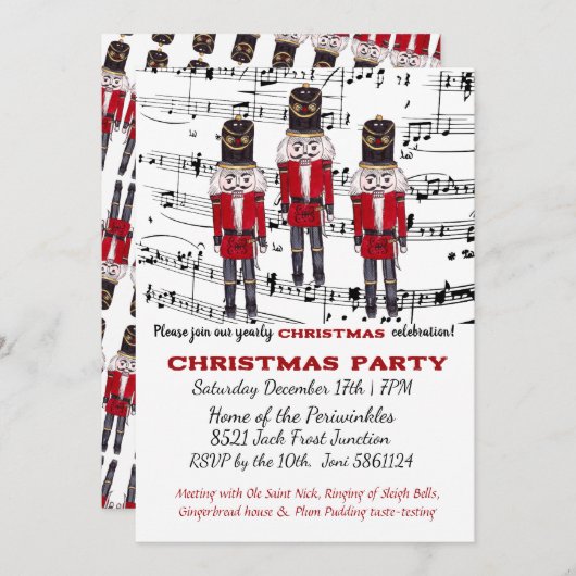 Christmas Nutcracker Party Einladung Musical (Vorne/Hinten)