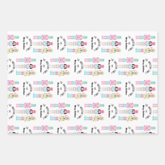 Christmas Nutcracker Pastel Personalized Name Geschenkpapier Set (Vorderseite 2)