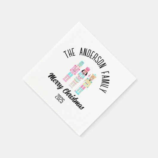 Christmas Nutcracker Pastel Personalized Name Serviette (Ecke)
