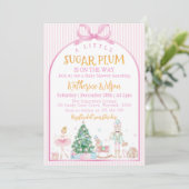 Christmas Nutcracker Pink Bow Baby Shower Einladung (Stehend Vorderseite)