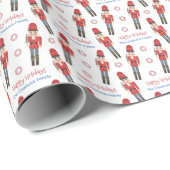 Christmas Nutcracker Red White Candy Personalisier Geschenkpapier (Rolleneckpunkt)