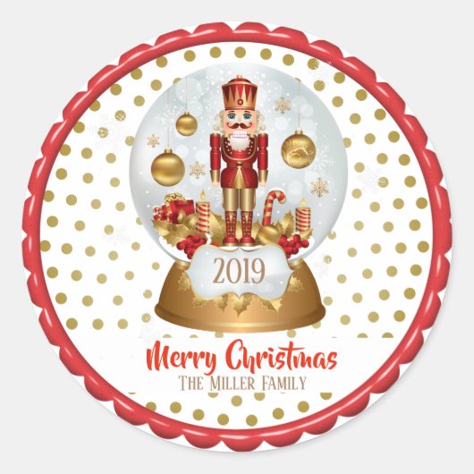 Christmas Nutcracker Snowglobe Runder Aufkleber (Vorderseite)