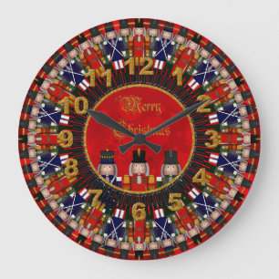 Christmas Nutcracker Trio, Style 2-ROUND CLOCK Große Wanduhr