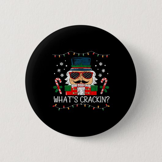 Christmas Nutcracker Whats Crackin Funny Xmas Men  Button (Vorderseite)