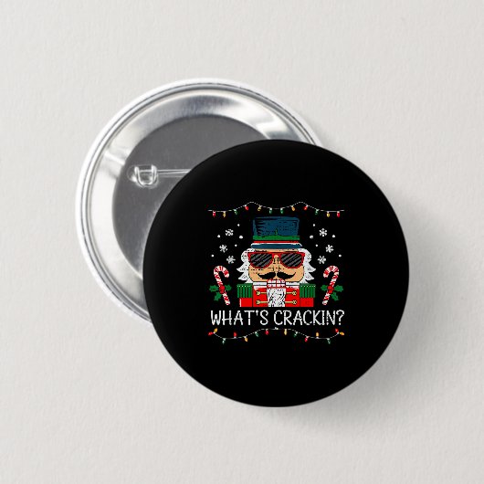 Christmas Nutcracker Whats Crackin Funny Xmas Men  Button (Vorne & Hinten)