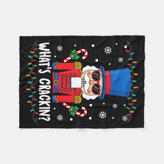 Christmas Nutcracker Whats Crackin Funny Xmas Men Fleecedecke (Vorderseite (Horizontal))