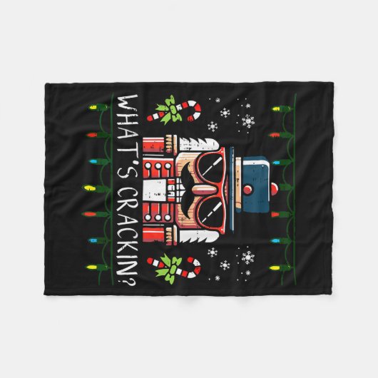 Christmas Nutcracker Whats Crackin Funny Xmas Men Fleecedecke (Vorderseite (Horizontal))