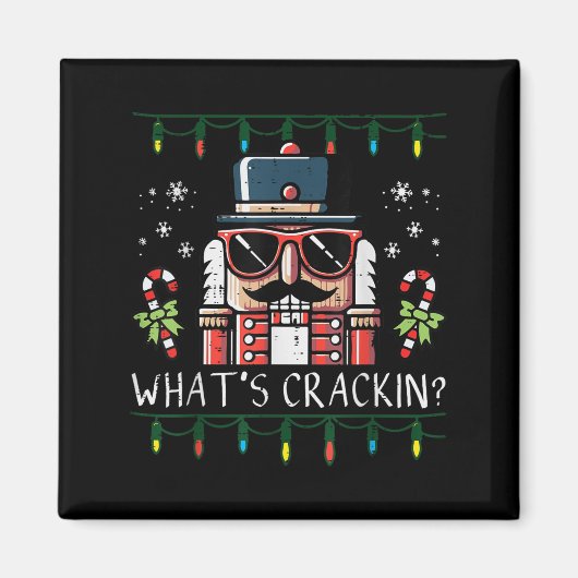 Christmas Nutcracker Whats Crackin Funny Xmas Men Magnet (Vorne)