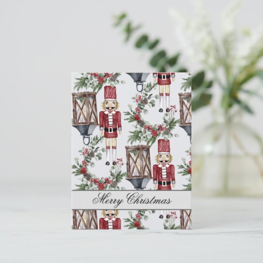 Christmas nutcrackers and lanterns postkarte (Stehend Vorderseite)