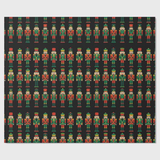 Christmas Nutcrackers on Black Geschenkpapier (Flach)